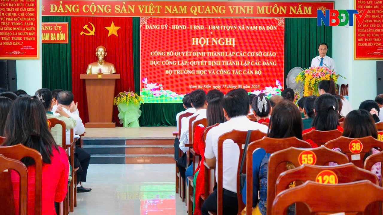 XÃ NAM BA ĐỒN: CÔNG BỐ QUYẾT ĐỊNH THÀNH LẬP CÁC CƠ SỞ GIÁO DỤC CÔNG LẬP, CÁC ĐẢNG BỘ TRƯỜNG HỌC VÀ CÔNG TÁC CÁN BỘ